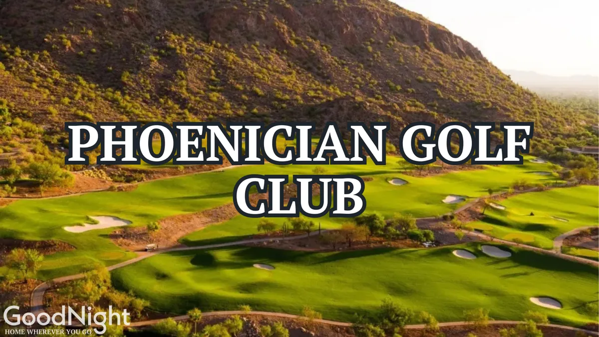 A lush golf course stretches out beneath a dramatic mountain backdrop, dotted with sand traps and golf flags. The scene is tranquil, with the green fairways contrasting beautifully against the rugged desert landscape—perfect for golfers seeking both challenge and scenery.